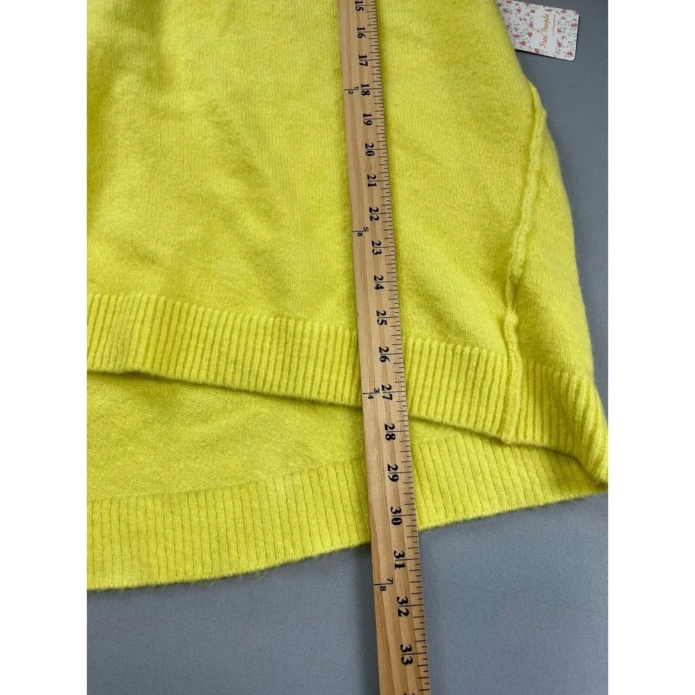 Free People Womens Sweater Medium Yellow Wool Blend Oversized Cozy Knit Tunic‎
